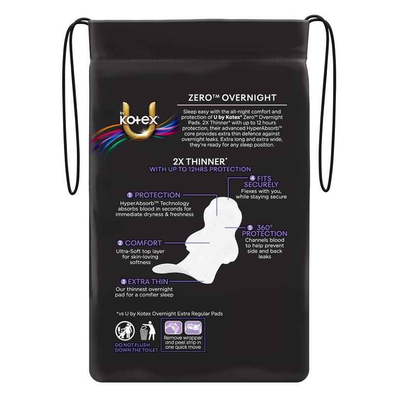 U by Kotex Zero Overnight Wing Pad 8 Pack