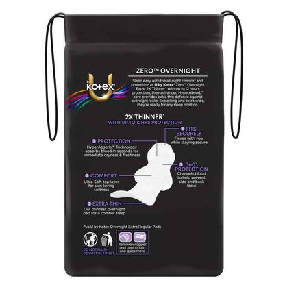 U by Kotex Zero Overnight Wing Pad 8 Pack