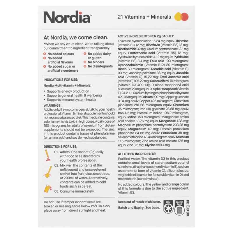 Nordia Multivitamin + Minerals Unflavoured Powder 28 Sachets