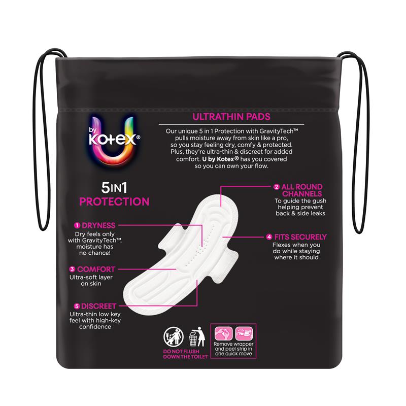 U by Kotex Ultrathin Pads Super with Wings 18 Pack