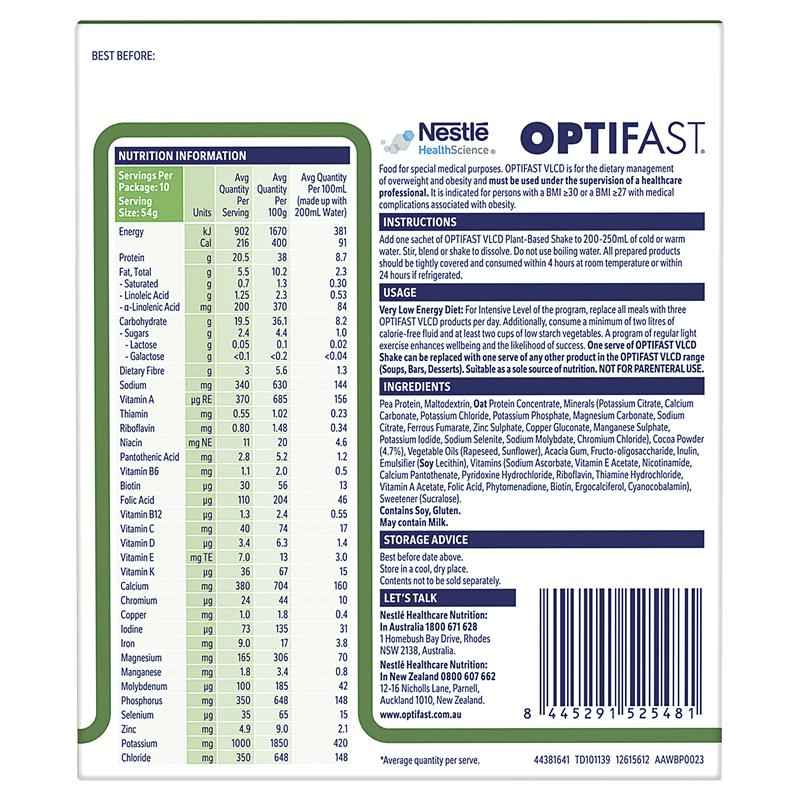 Optifast VLCD Plant Based Shake Chocolate 10 x 54g