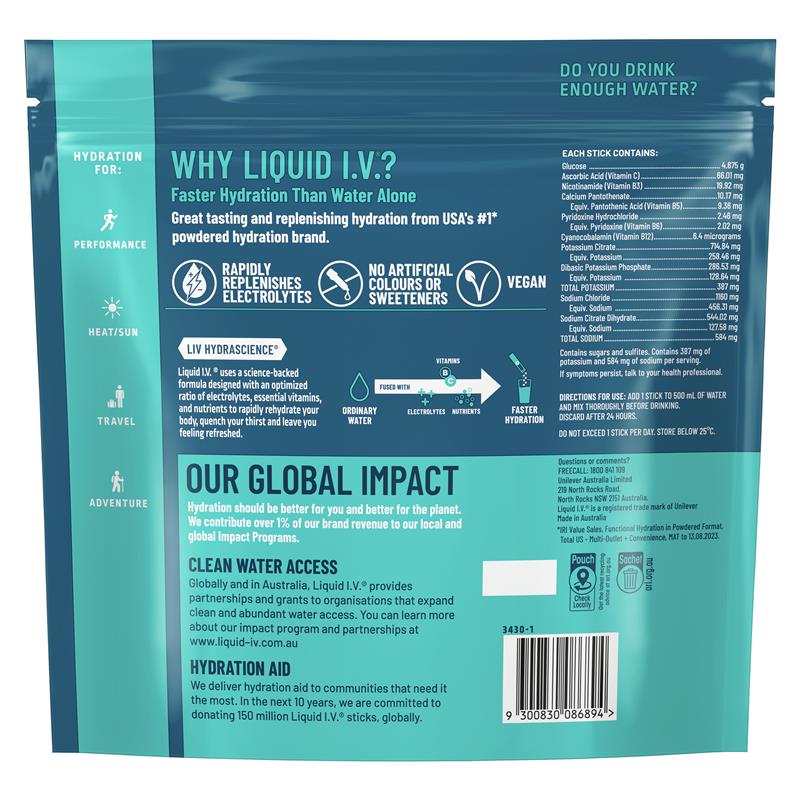 Liquid I.V. Hydration Lemon Lime 24 Sachets