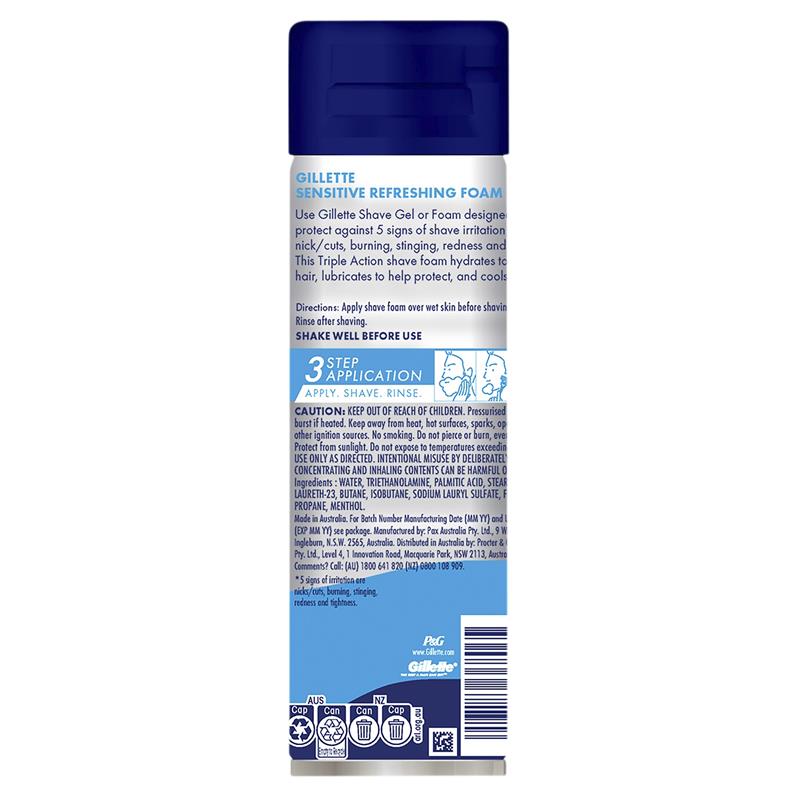 Gillette Sensitive Refreshing Shave Foam 245g