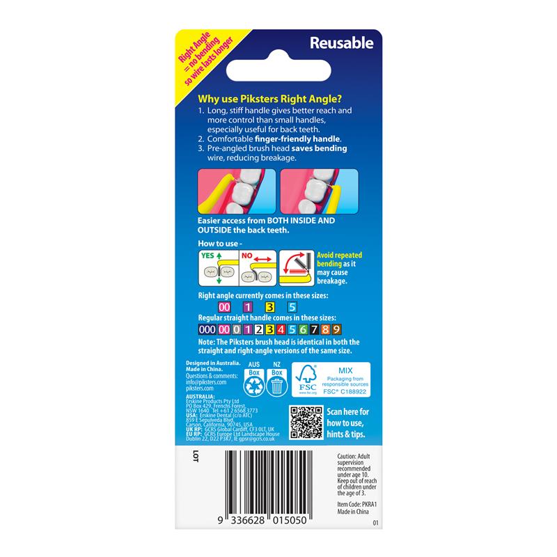 Piksters Interdental Brushes Right Angle Size 1 Purple 6 Pack