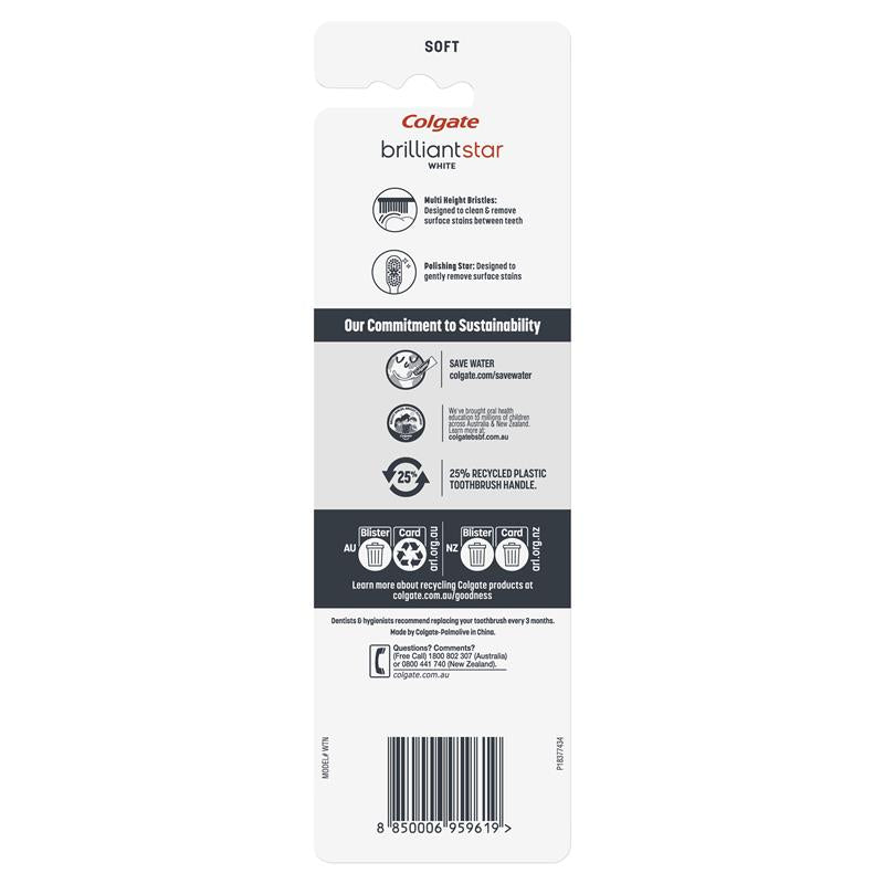 Colgate Toothbrush Brilliant Star White Soft 3 Pack
