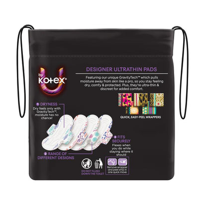 U by Kotex Designer Ultrathin Pads Regular with Wings 22 Pack