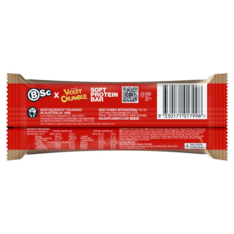 BSc x Violet Crumble Soft Protein Bar Caramel Honeycomb 55g