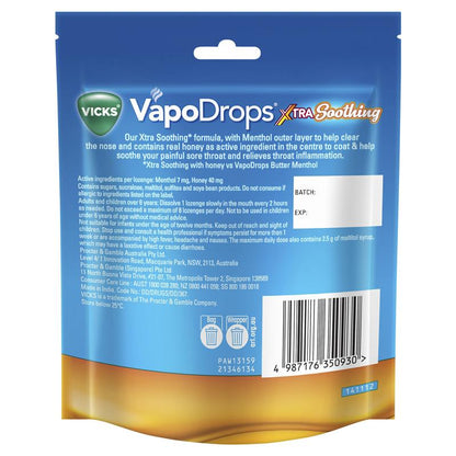 Vicks VapoDrops Xtra Soothing Honey Centre Lozenges 30 Pack