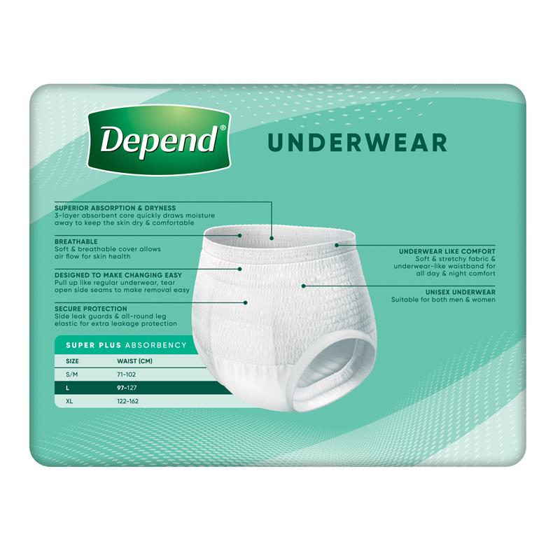 Depend Expert Care Incontinence Underwear Super Plus Large 9 Pack