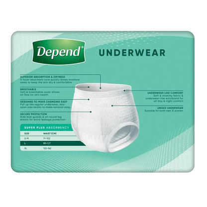 Depend Expert Care Incontinence Underwear Super Plus Large 9 Pack