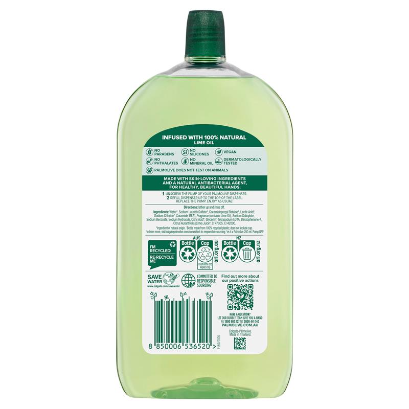 Palmolive Antibacterial Liquid Hand Wash Soap Lime Odour Neutralising Refill & Save 1 Litre