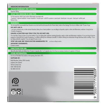 Nurofen Zavance Fast Pain Relief Liquid Capsules 200mg Ibuprofen 100 Pack