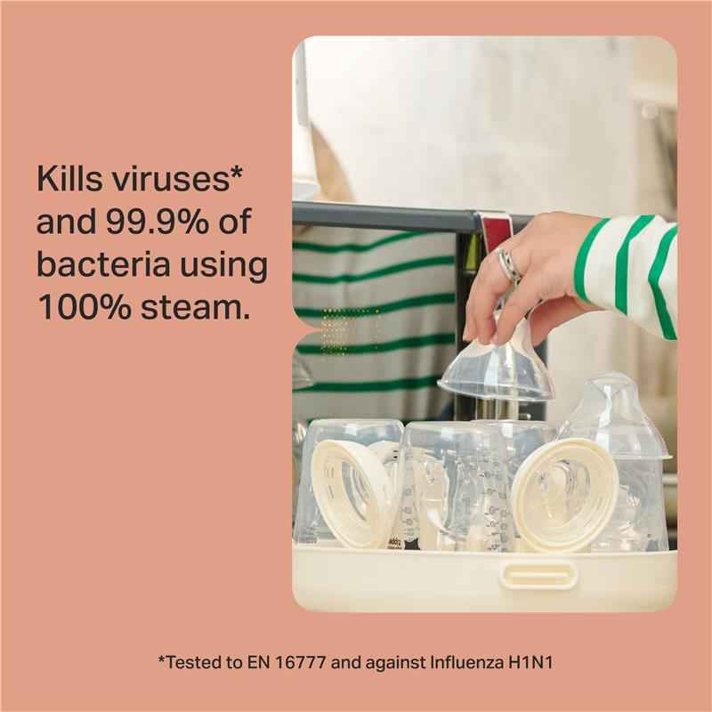 Tommee Tippee Microwave Steam Steriliser for Baby Bottles and Accessories, Kills Viruses* and 99.9% of Bacteria, 4-Minute Sterilisation Cycle