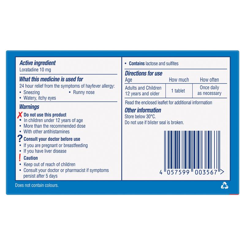 Claratyne Allergy & Hayfever Relief Antihistamine 10 Tablets