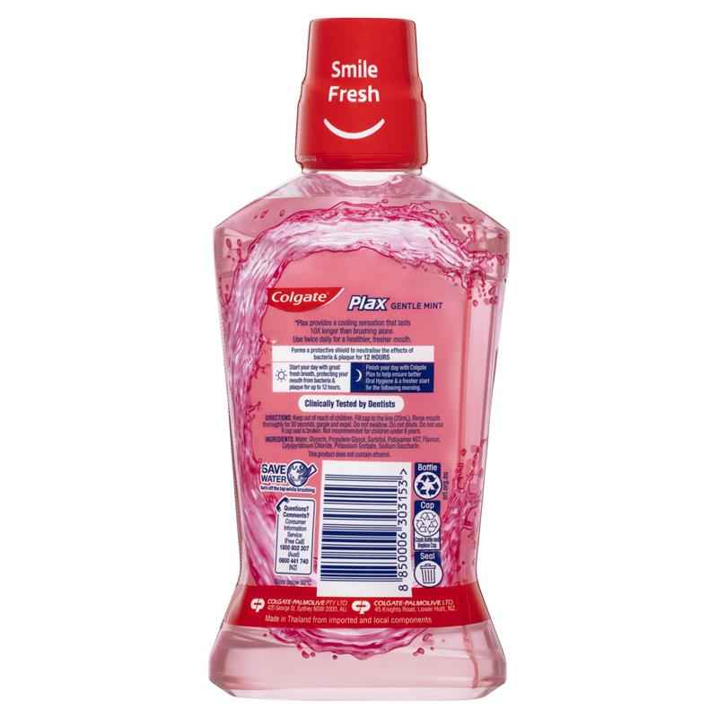 Colgate Plax Alcohol Free Antibacterial Mouthwash Gentle Mint 500mL