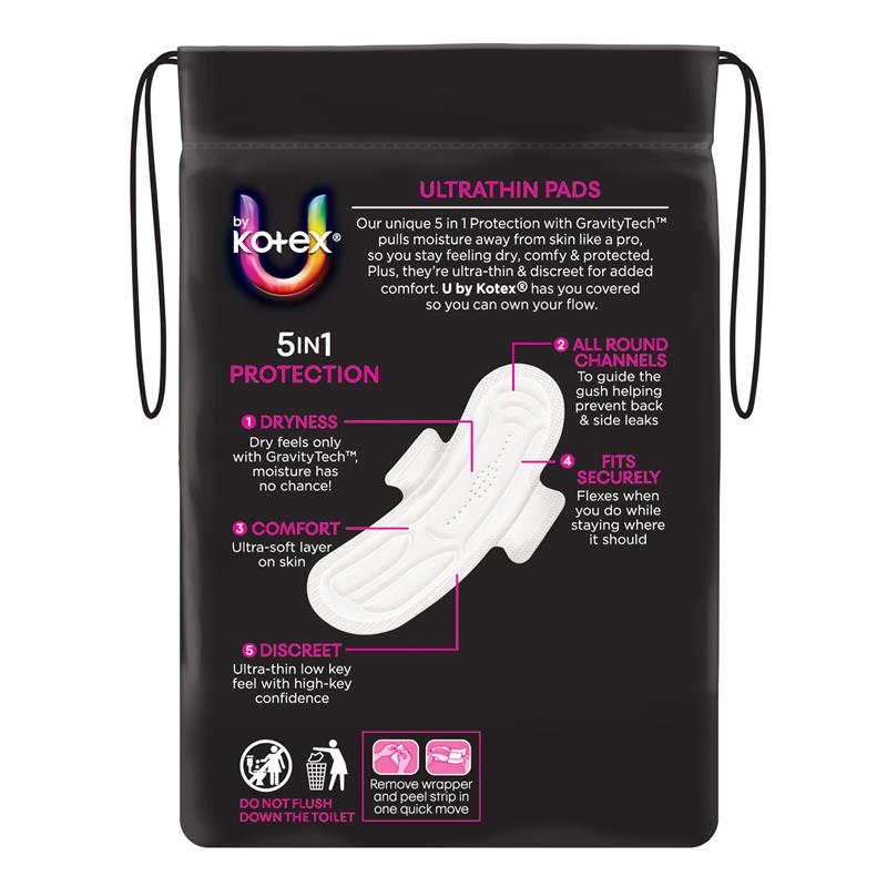U by Kotex Ultrathin Pads Super with Wings 12 Pack