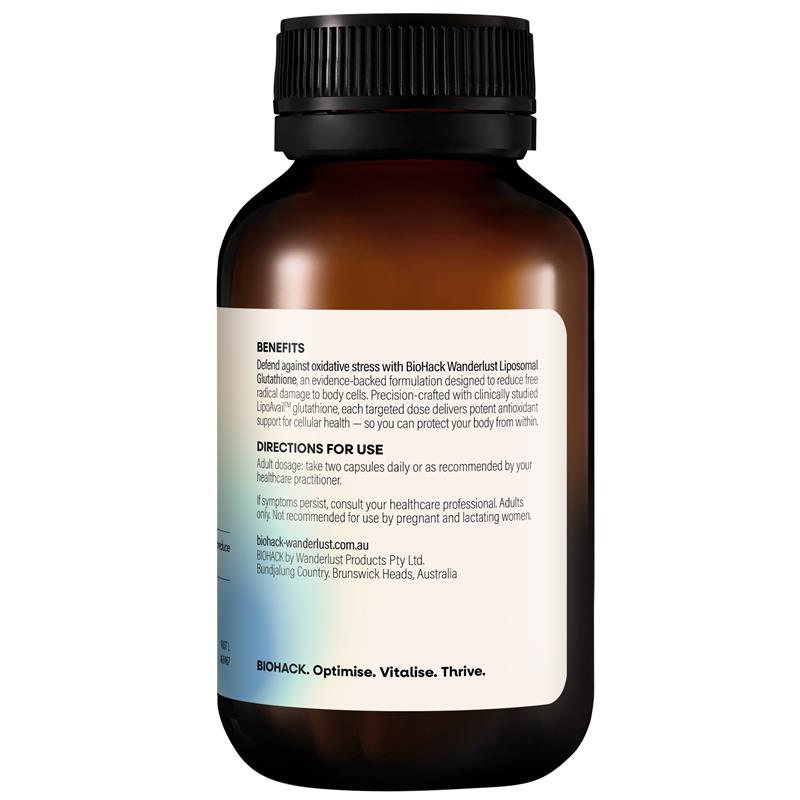 BioHack Wanderlust Liposomal Glutathione 60 Capsules
