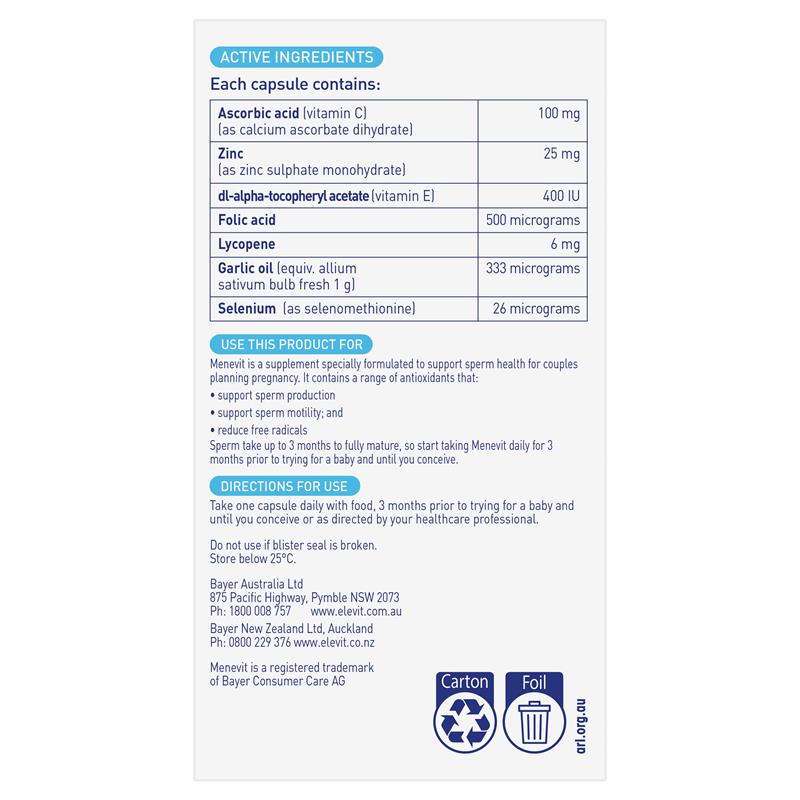 Menevit Pre-Conception Sperm Health 30 Capsules