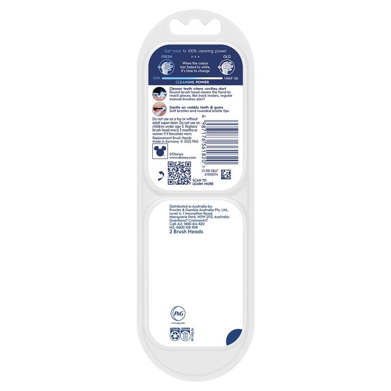 Oral B Electric Toothbrush iO Kids Clean & Gentle Stitch Refills Blue 2 Pack