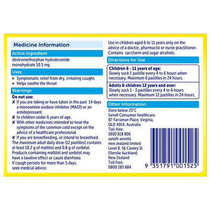 Bisolvon Dry Cough Pastilles Honey Lime 20 Pack