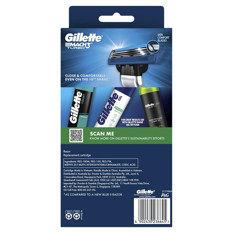 Gillette Mach 3 Turbo 3D Razor 2 Up