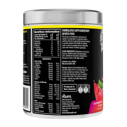 Vital Strength Pre Workout Powder Raspberry Rush 225g