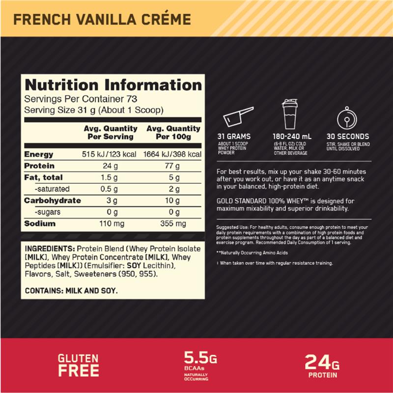 Optimum Nutrition Gold Standard 100% Whey French Vanilla 2.27kg