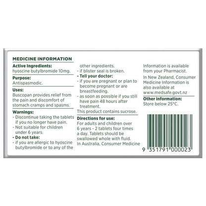 Buscopan Stomach Cramps Pain Relief 10mg Tablets 20 Pack