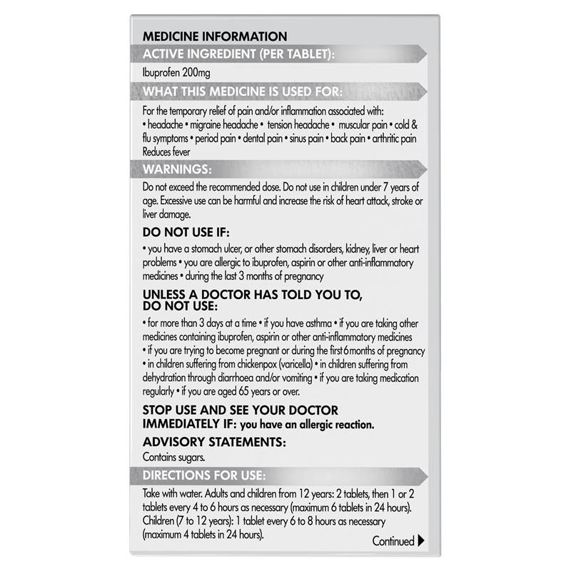 Nurofen Ibuprofen Pain Relief Tablets 200mg 96 Pack