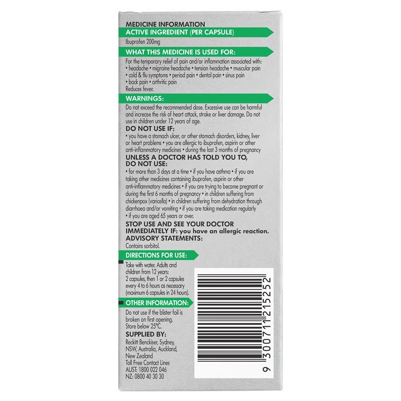 Nurofen Zavance Fast Pain Relief Liquid Capsules 200mg Ibuprofen 20 pack