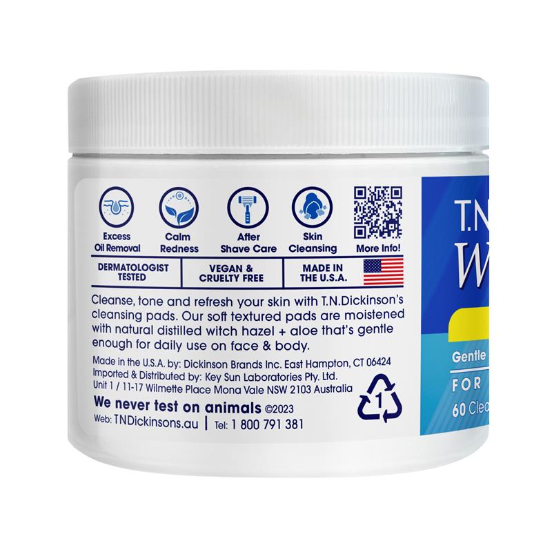TN Dickinsons Witch Hazel Cleansing Pads 60