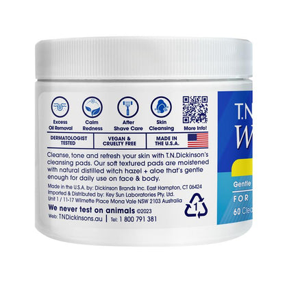 TN Dickinsons Witch Hazel Cleansing Pads 60