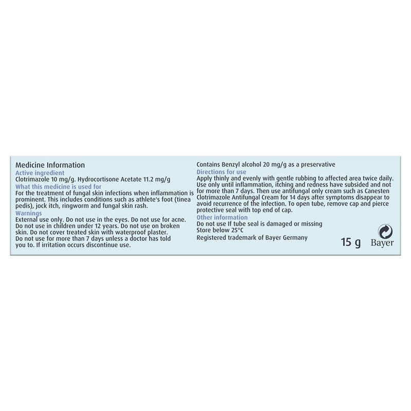 Canesten Plus 1% Cream 15g -  Clotrimazole + Hydrocortisone - GimmeNow
