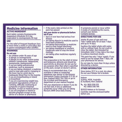 Nexium 24hr Heartburn & Acid Reflux Relief 20mg 7 Tablets