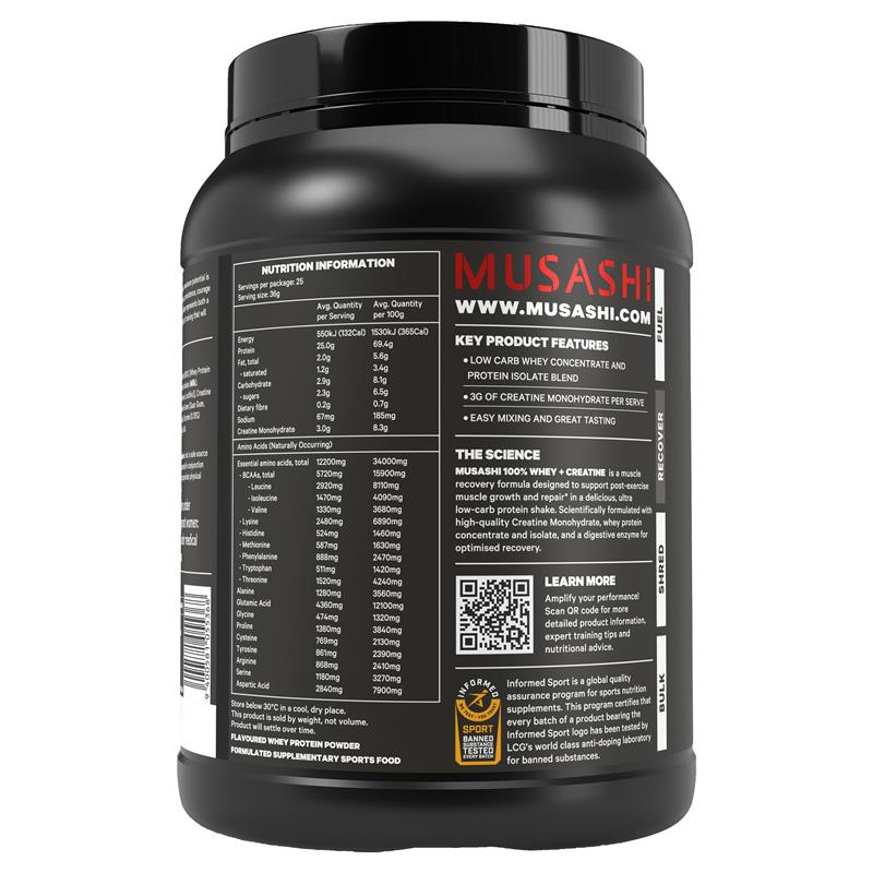 Musashi 100% Whey + Creatine Vanilla 900g