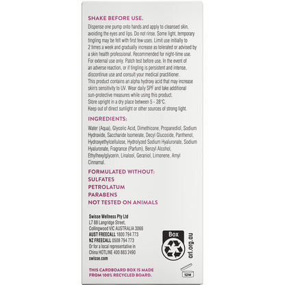 Swisse Skincare Glycolic 10% Resurfacing Night Serum 30ml