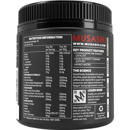 Musashi Pre Workout Shred Watermelon 225g