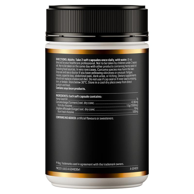 GO Healthy Hemp Seed Oil Plus Turmeric 100 Soft Capsules
