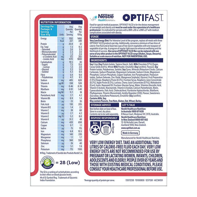 Optifast VLCD Bars Berry Crunch 6 X 65g