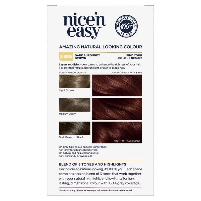 Clairol Nice N Easy 3.5BG Natural Dark Burgundy Permanent Hair Colour