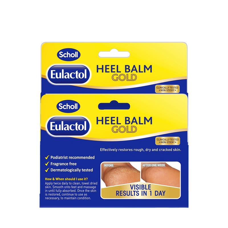 Scholl Eulactol Heel Balm Gold 120ml Twin Pack