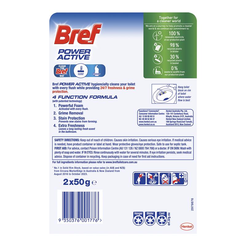 Bref Power Active Toilet Cleaner Block Lemon Twin Pack 100g