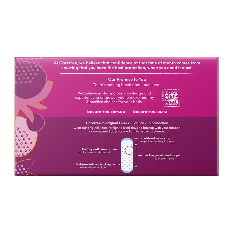 Carefree Longs Original Unscented Panty Liners 30 Pack