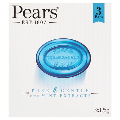 Pears Transparent Soap Pure And Gentle With Mint Extracts 3x125g