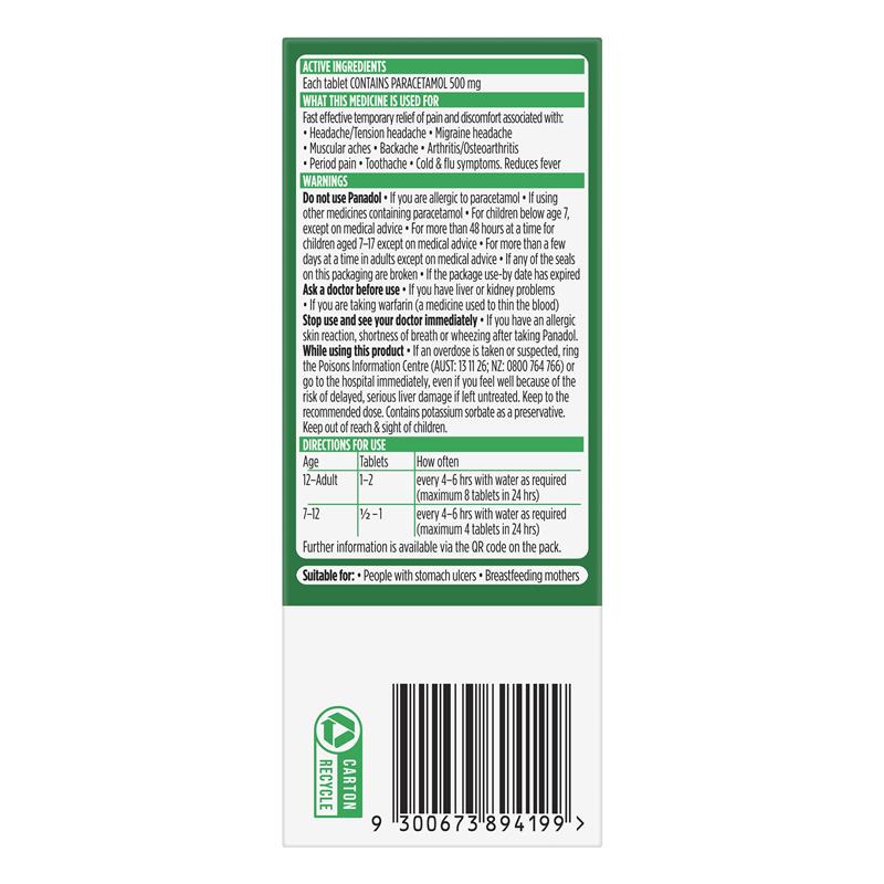 Panadol Paracetamol Pain Relief 48 Tablets