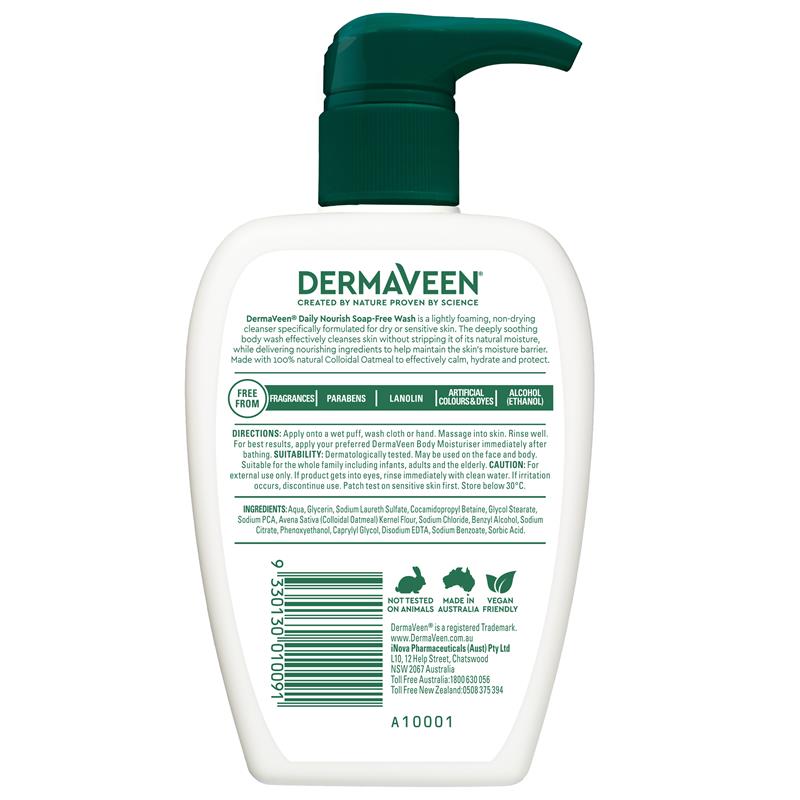 DermaVeen Daily Nourish Soap-Free Wash for Dry & Sensitive Skin 250mL