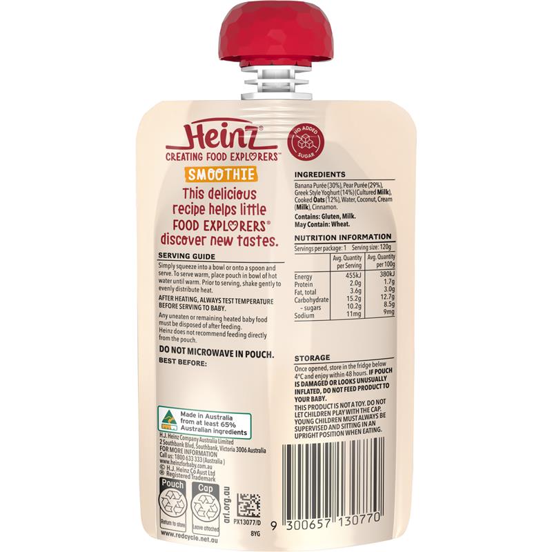 Heinz Banana & Oat Smoothie with Greek style Yoghurt Pouch 120g 8m+