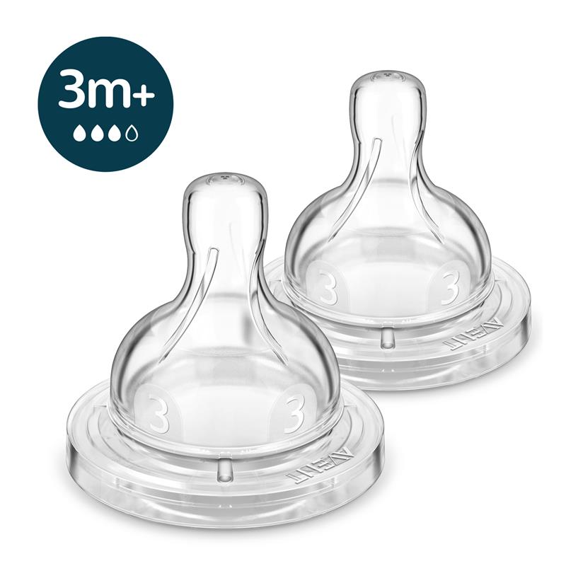 Avent Teat Silicone 3M+ Medium Flow 2 Pack