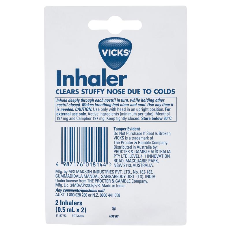 Vicks Inhaler Nasal Decongestant 2 Pack