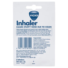 Vicks Inhaler Nasal Decongestant 2 Pack